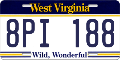 WV license plate 8PI188