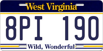 WV license plate 8PI190