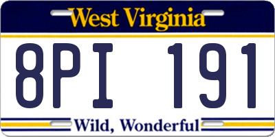 WV license plate 8PI191