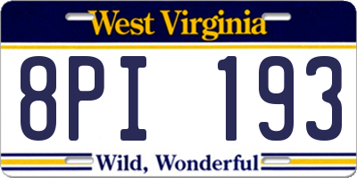 WV license plate 8PI193