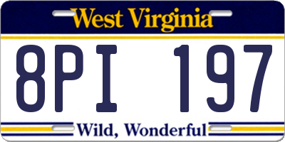WV license plate 8PI197