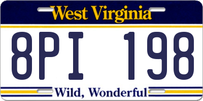 WV license plate 8PI198