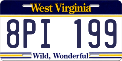 WV license plate 8PI199