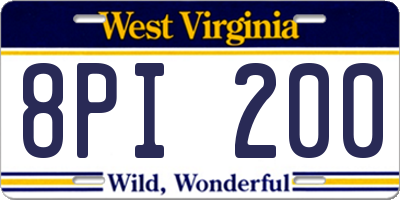 WV license plate 8PI200