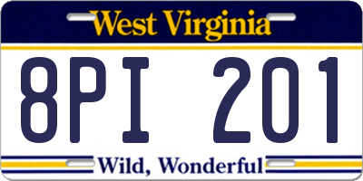 WV license plate 8PI201