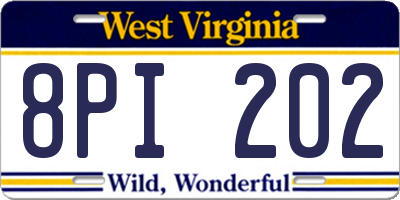 WV license plate 8PI202