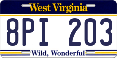 WV license plate 8PI203