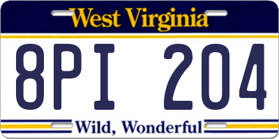 WV license plate 8PI204