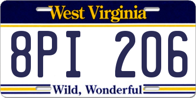 WV license plate 8PI206