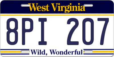 WV license plate 8PI207