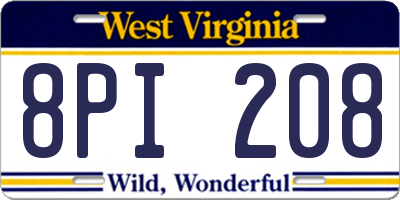 WV license plate 8PI208