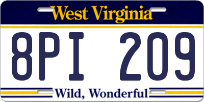 WV license plate 8PI209