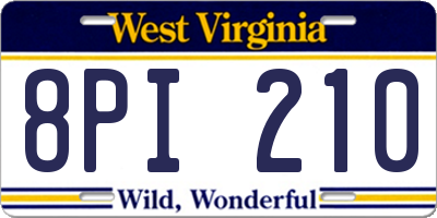 WV license plate 8PI210