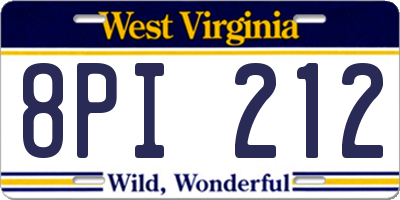 WV license plate 8PI212