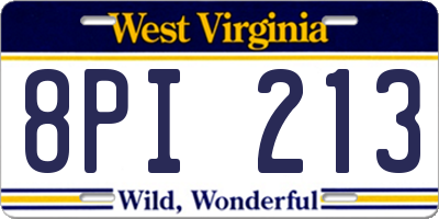 WV license plate 8PI213