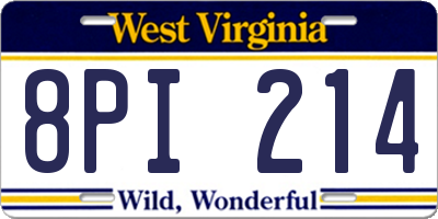 WV license plate 8PI214