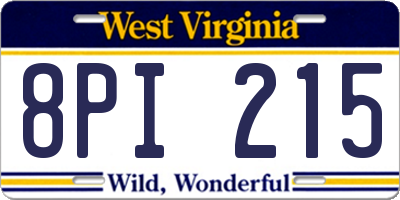 WV license plate 8PI215