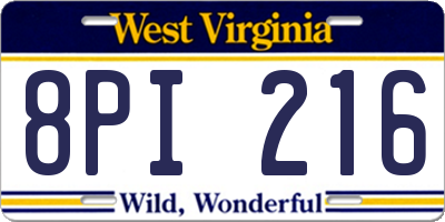 WV license plate 8PI216