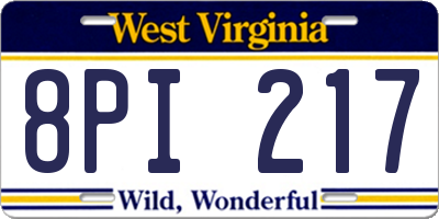 WV license plate 8PI217