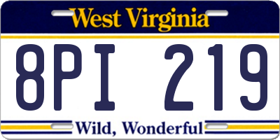 WV license plate 8PI219