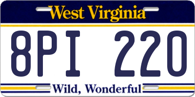 WV license plate 8PI220