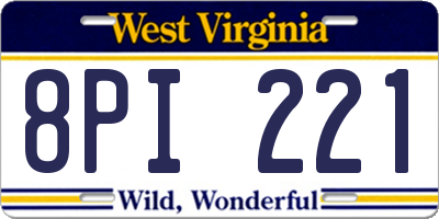 WV license plate 8PI221