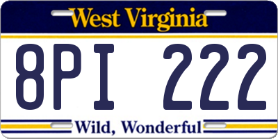 WV license plate 8PI222