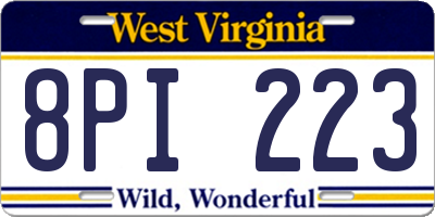 WV license plate 8PI223