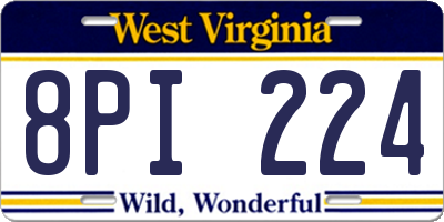 WV license plate 8PI224
