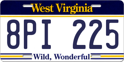 WV license plate 8PI225