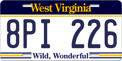 WV license plate 8PI226