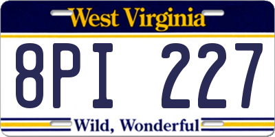 WV license plate 8PI227