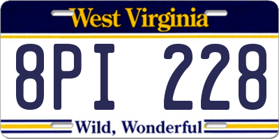 WV license plate 8PI228