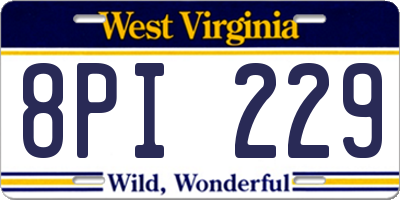 WV license plate 8PI229