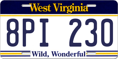 WV license plate 8PI230