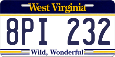 WV license plate 8PI232