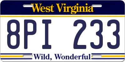 WV license plate 8PI233