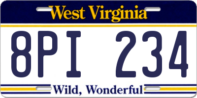 WV license plate 8PI234