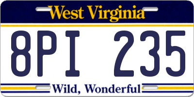 WV license plate 8PI235