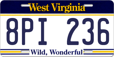 WV license plate 8PI236