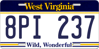 WV license plate 8PI237
