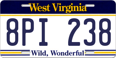 WV license plate 8PI238