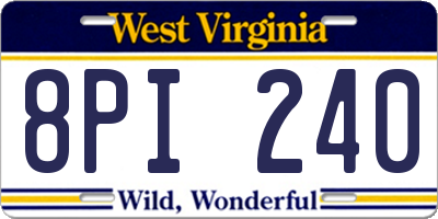WV license plate 8PI240