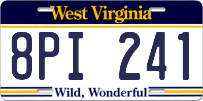 WV license plate 8PI241