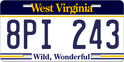 WV license plate 8PI243