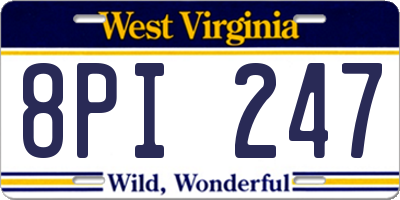 WV license plate 8PI247