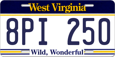 WV license plate 8PI250