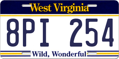 WV license plate 8PI254