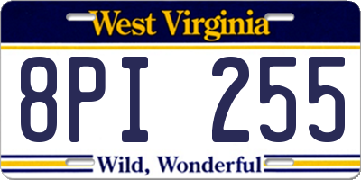 WV license plate 8PI255