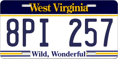 WV license plate 8PI257